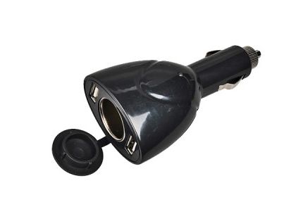 12V Auto utikač s auto utičnicom + 2 USB