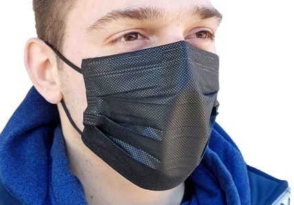 Crna zaštitna maska, troslojna jednokratna